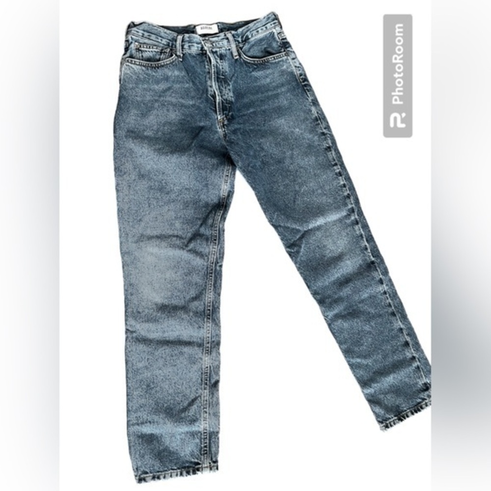 AGOLDE Straight Leg Jeans in Distressed Light Blue